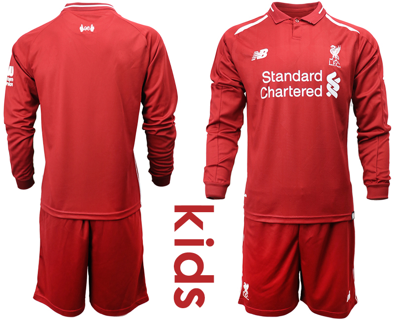 2018_2019 Club Liverpool  home long sleeves Youth soccer jerseys